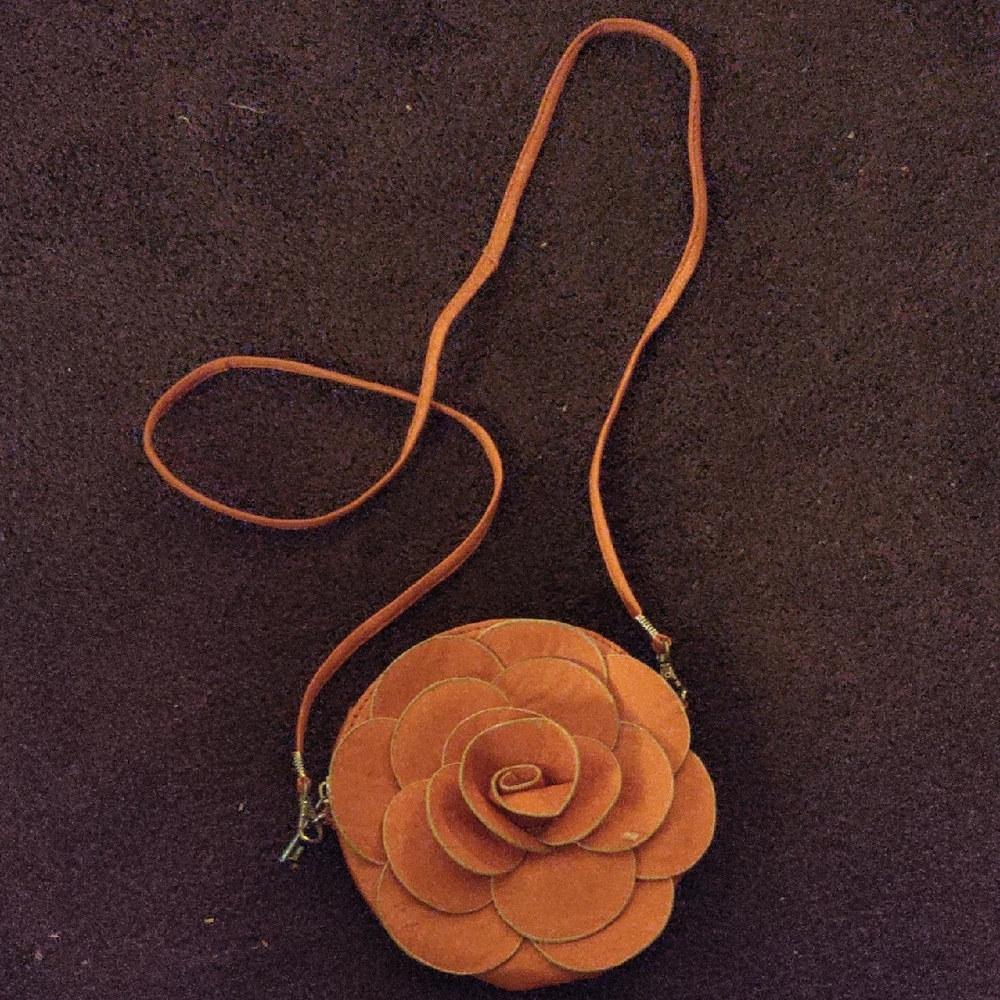 Chic Orange Floral Crossbody Bag